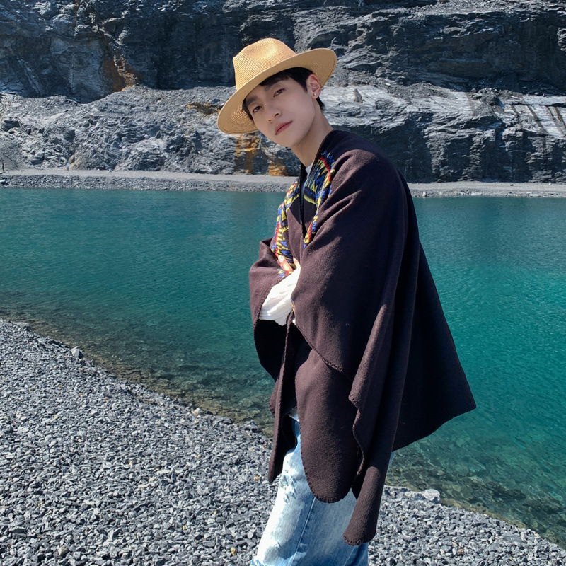 Mens Fashion Poncho - Cape pour hommes désert voyage Style