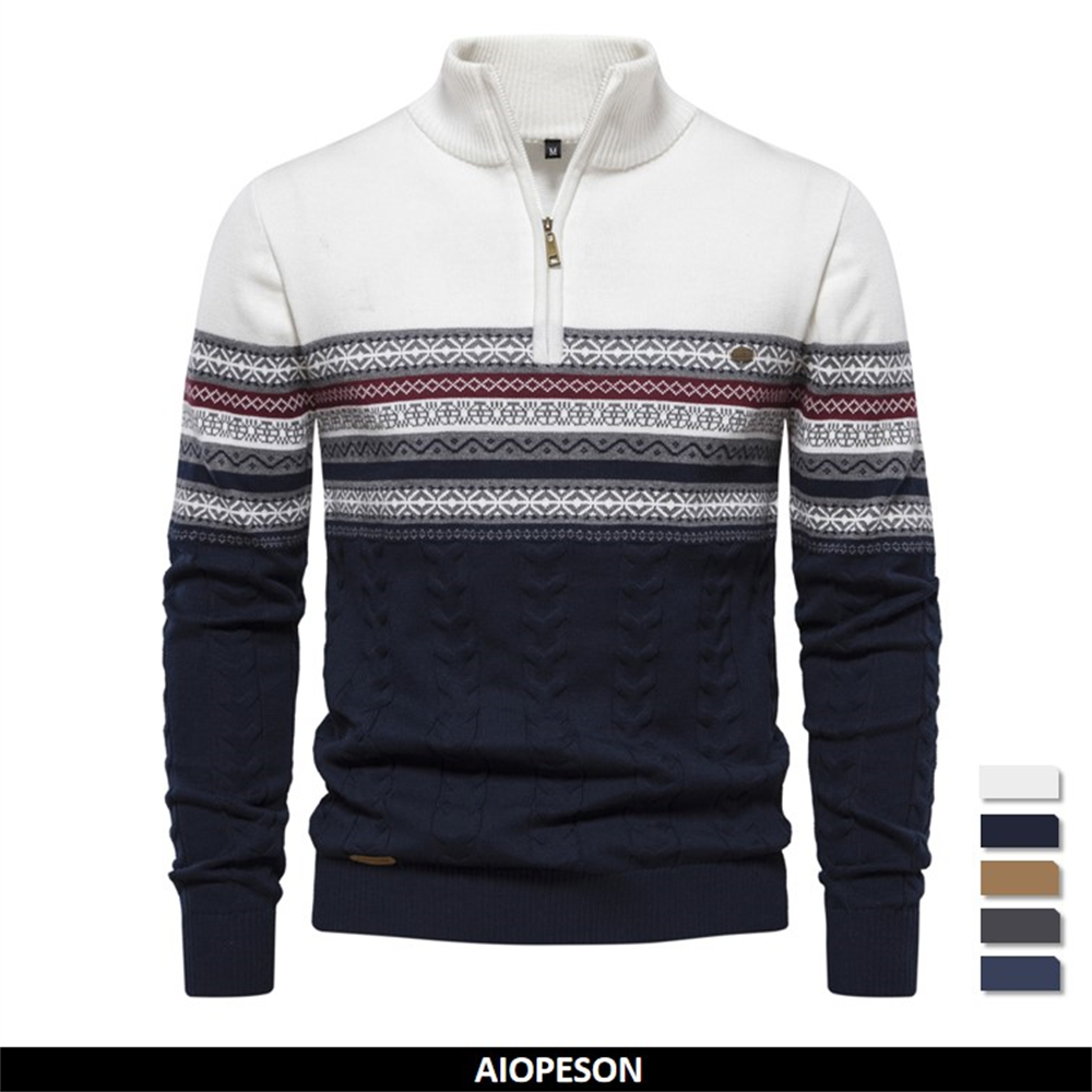 Turtleneck Sweater Men - Pulls à fermeture éclair pour hommes,