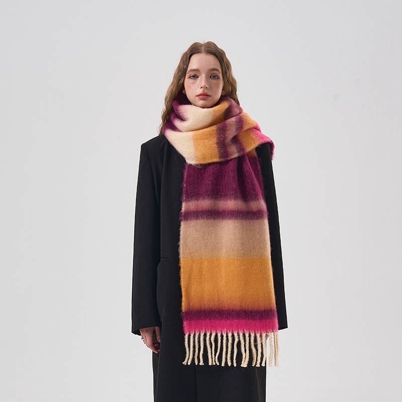 Mens Fashion Poncho - Nouveau hiver arc-en-ciel Plaid brossé cachemire