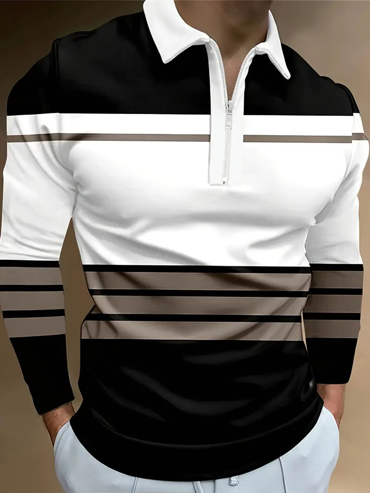 Mens Fashion Quarter Zip - Hommes Polo Zip Polo extérieur décontracté