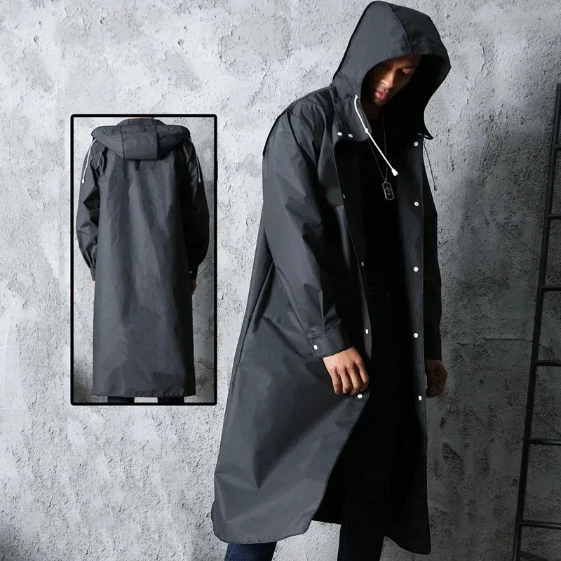 Mens Fashion Poncho - Imperméable long à capuche pour homme