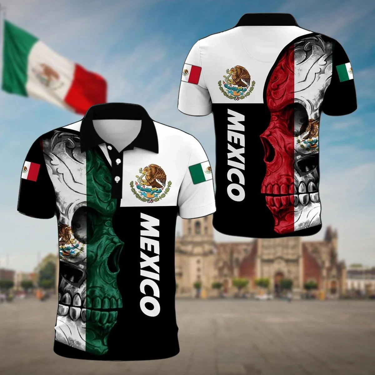Mens Fashion Mexico - Mexique astèque blason et crâne 3D