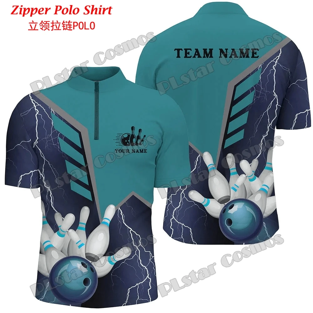 Mens Fashion Quarter Zip - Nom personnalisé Bowling Team Jersey 3D