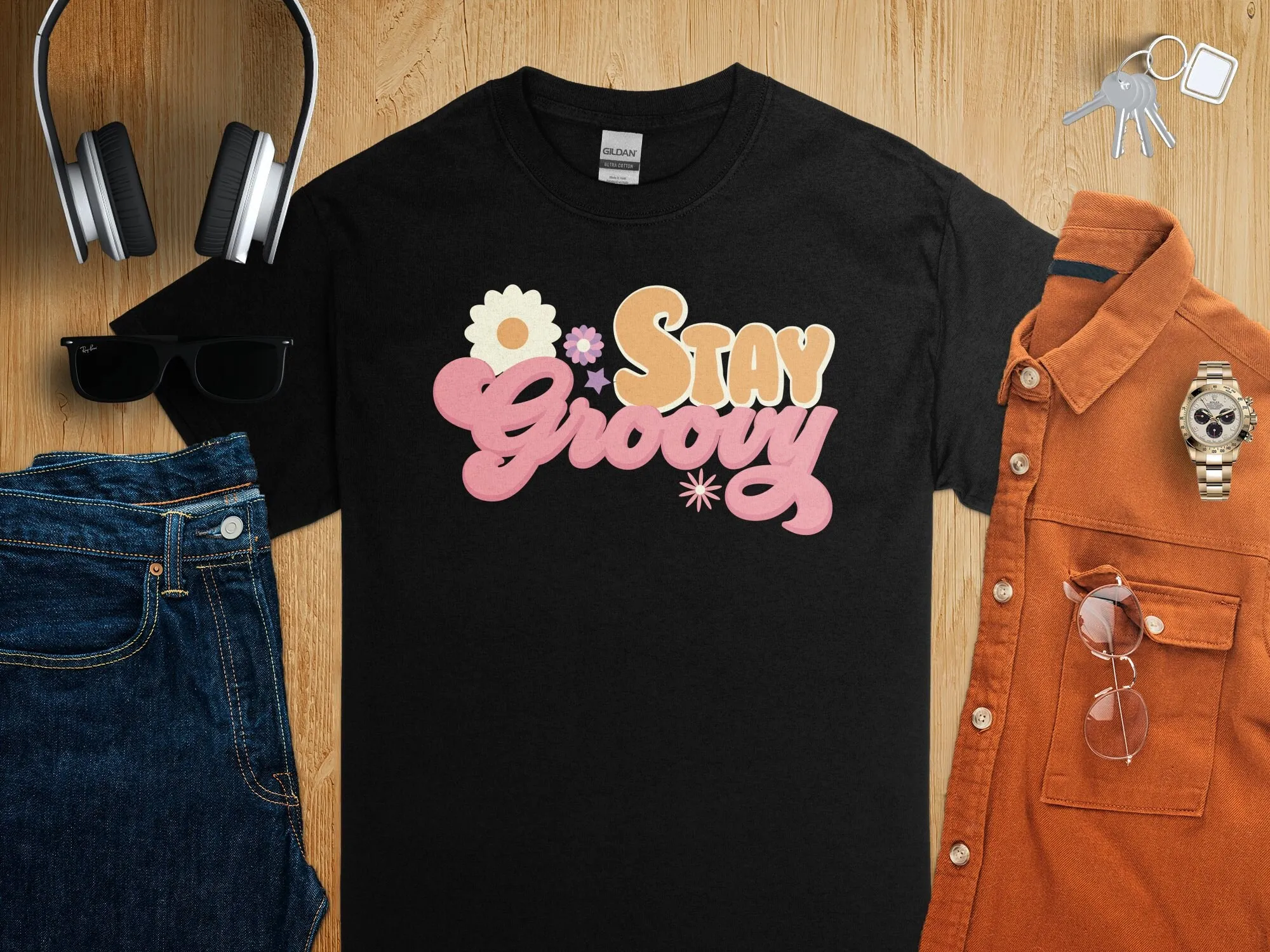 Men'S Fashion 70S - Restez groovy Style rétro t-shirt Vintage