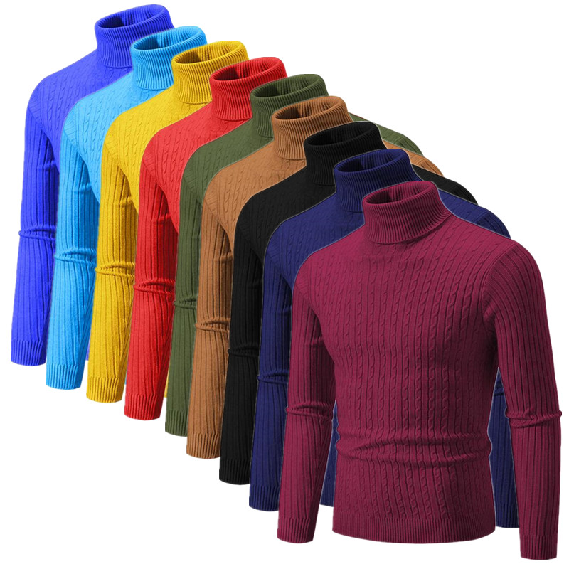 Turtleneck Sweater Men - 2025 nouveaux hommes couleur unie pull