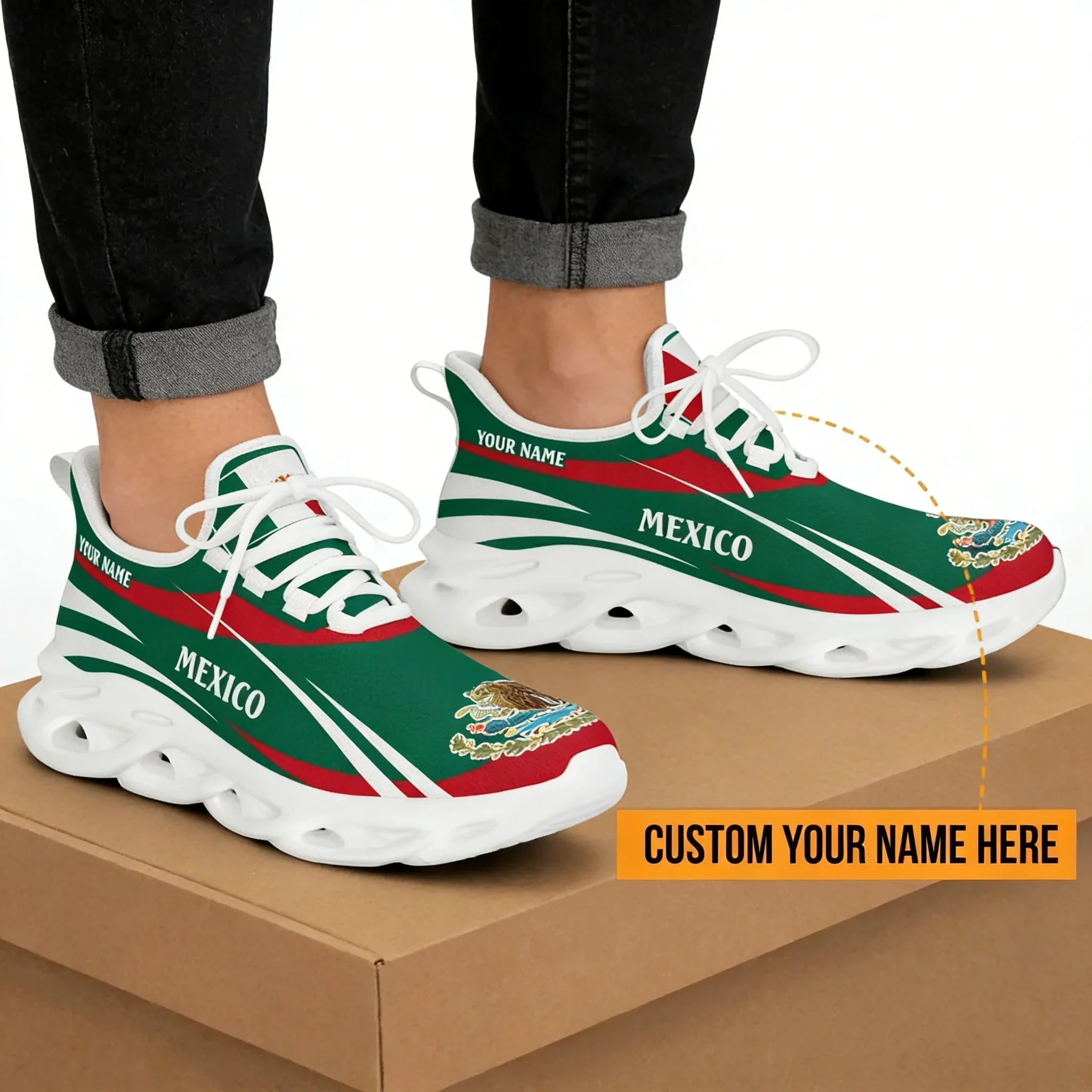 Mens Fashion Mexico - Baskets pour hommes Drapeau du Mexique