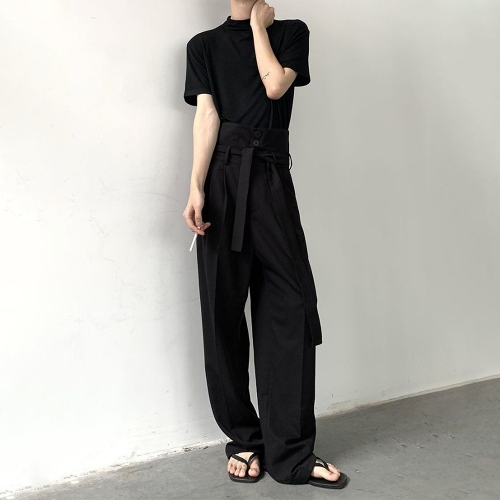 Mens Fashion Trends 2026 - Pantalon décontracté homme Y2K avec ruban,
