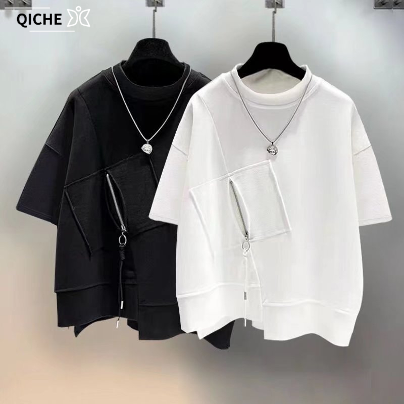 Mens Fashion Quarter Zip - T-shirt QICHE pour homme à manches