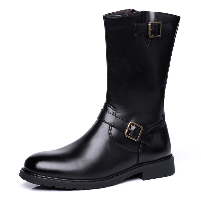 Men'S Fashion Brand - Bottes montantes pour hommes, style motard,