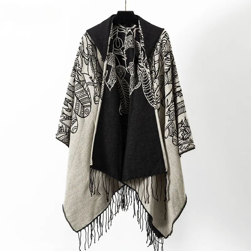 Mens Fashion Poncho - Vintage gland Cape manteau frange Poncho