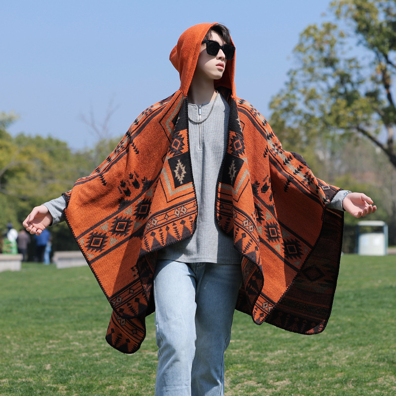 Mens Fashion Poncho - Poncho pour homme imiter cachemire coupe-vent
