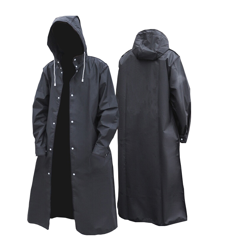 Mens Fashion Poncho - Noir mode adulte imperméable Long imperméable