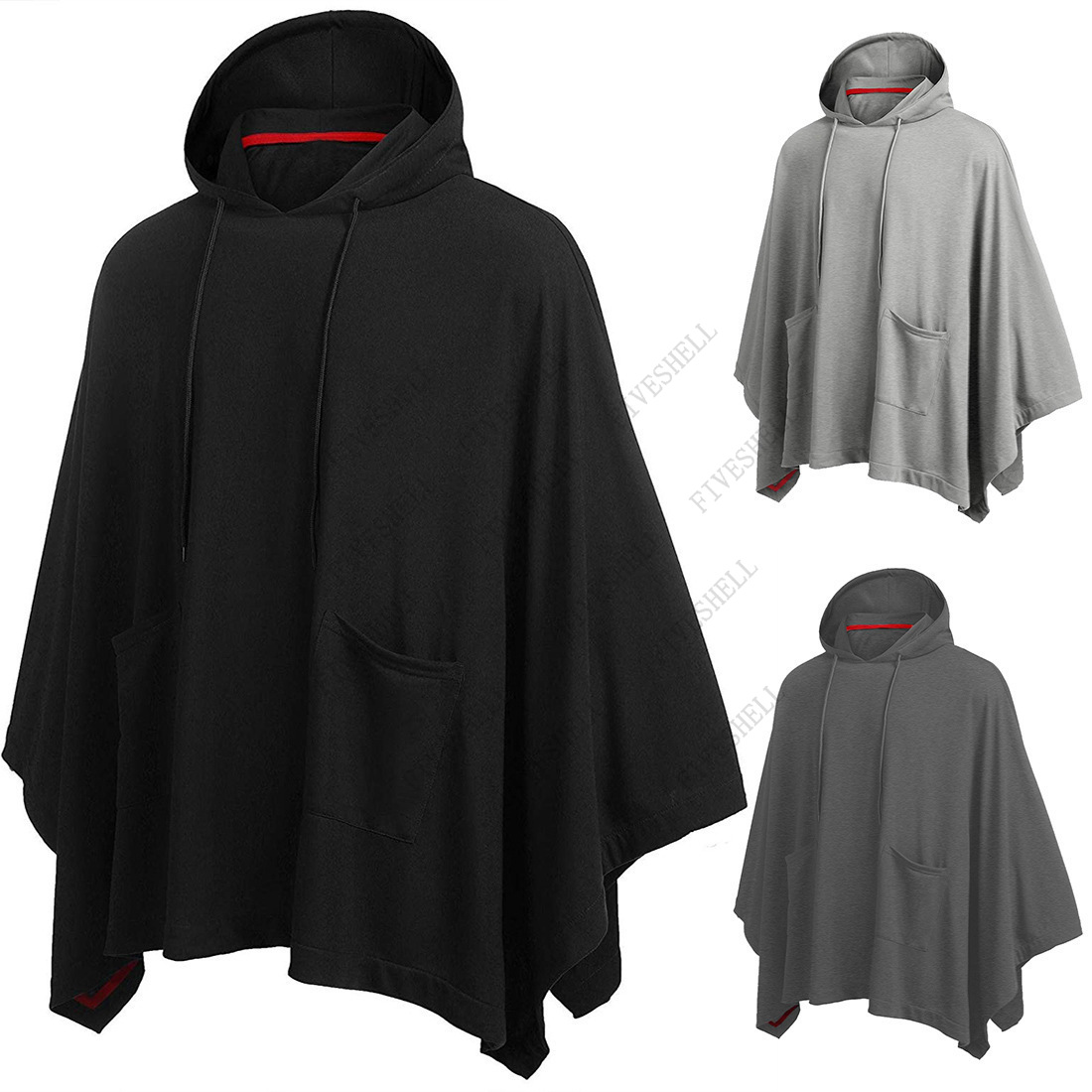 Mens Fashion Poncho - Poncho à capuche décontracté unisexe, cape