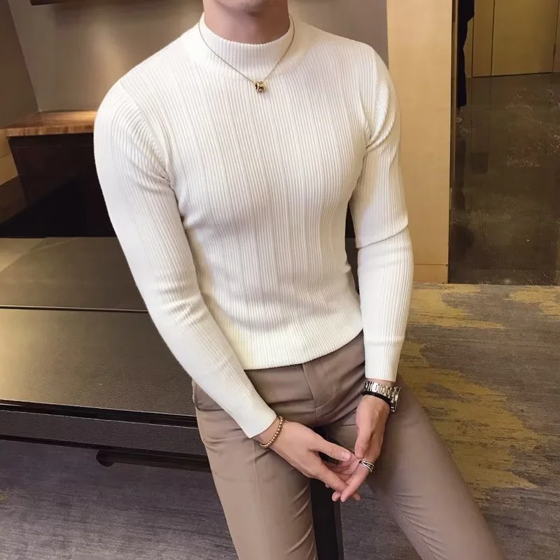 Pull rayé à col haut pour homm - Turtleneck Sweater Men avis et prix