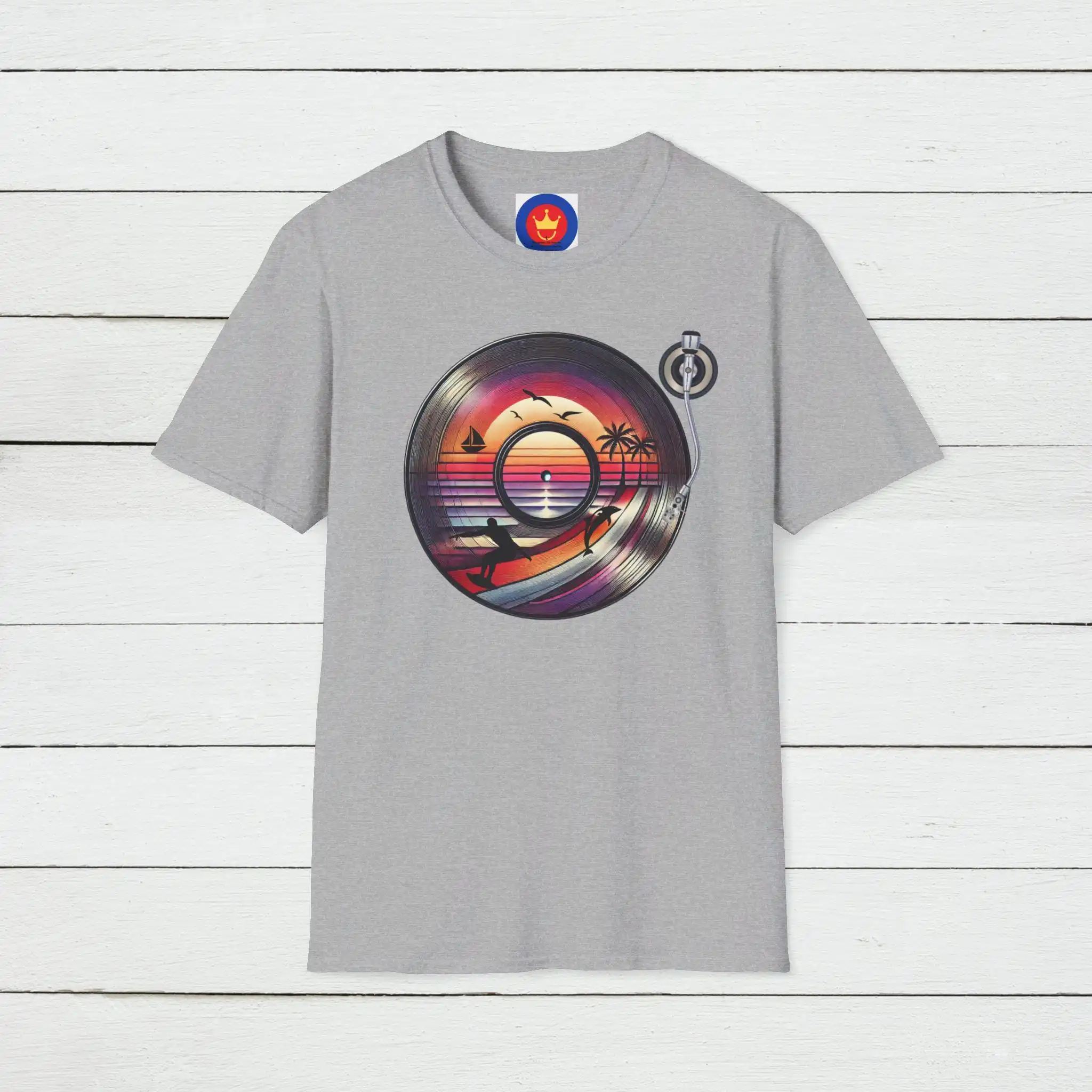 T-shirt en vinyle rétro plage, - Men'S Fashion 70S avis et prix