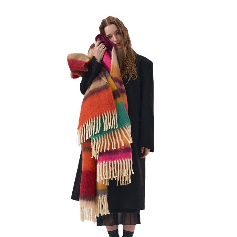 Nouveau hiver arc-en-ciel Plai - Mens Fashion Poncho avis et prix