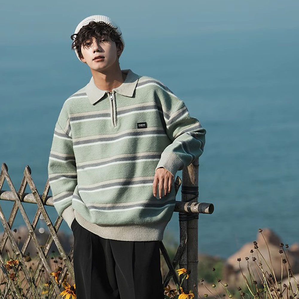Pull à col roulé rayé en trico - Turtleneck Sweater Men avis et prix