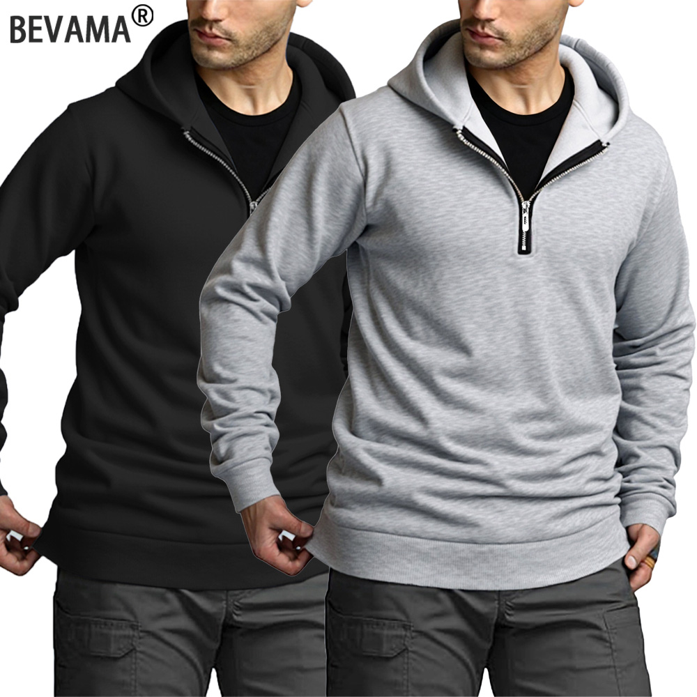 Sweat-shirt à capuche à manche - Mens Fashion Quarter Zip avis et prix